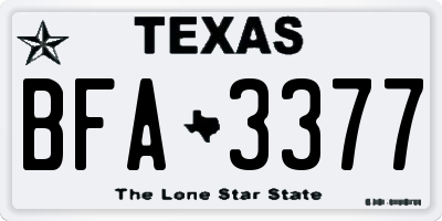 TX license plate BFA3377