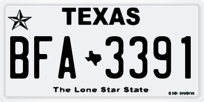TX license plate BFA3391