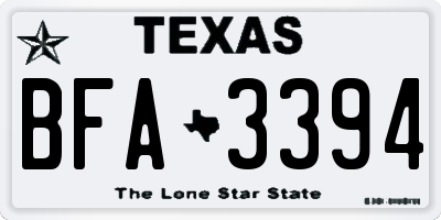 TX license plate BFA3394