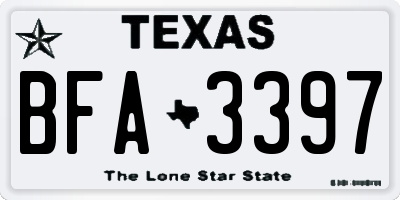 TX license plate BFA3397