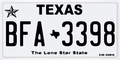 TX license plate BFA3398