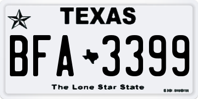TX license plate BFA3399