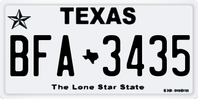 TX license plate BFA3435