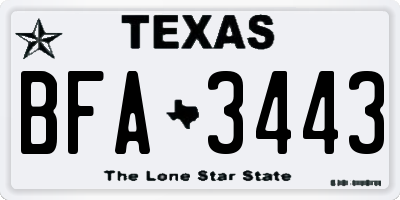 TX license plate BFA3443