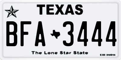 TX license plate BFA3444