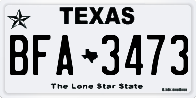TX license plate BFA3473