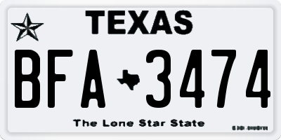 TX license plate BFA3474