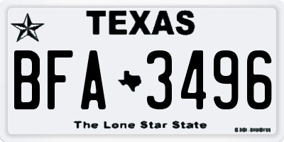TX license plate BFA3496