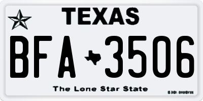 TX license plate BFA3506