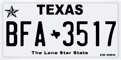 TX license plate BFA3517