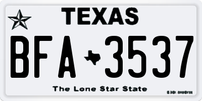 TX license plate BFA3537