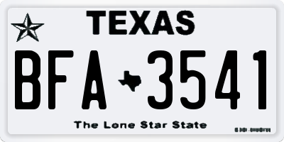 TX license plate BFA3541