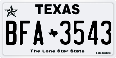 TX license plate BFA3543