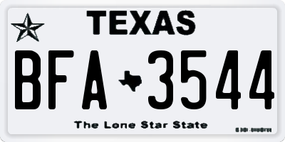 TX license plate BFA3544