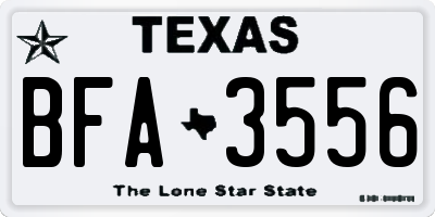 TX license plate BFA3556
