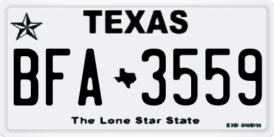 TX license plate BFA3559