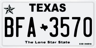 TX license plate BFA3570