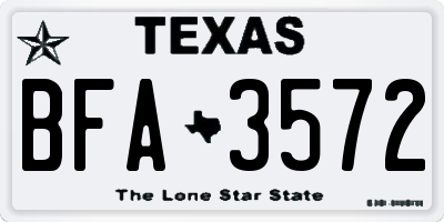 TX license plate BFA3572