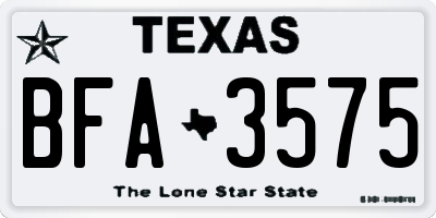 TX license plate BFA3575