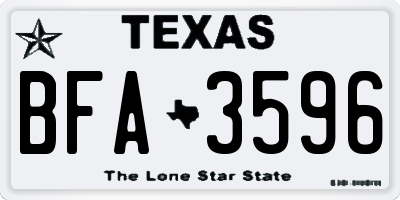 TX license plate BFA3596