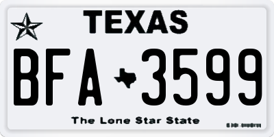 TX license plate BFA3599