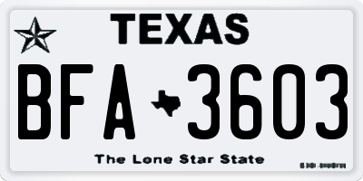 TX license plate BFA3603