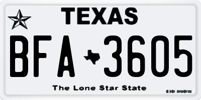 TX license plate BFA3605