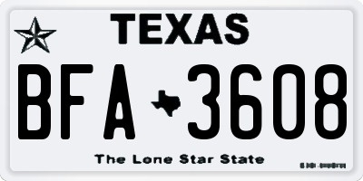 TX license plate BFA3608