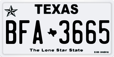 TX license plate BFA3665