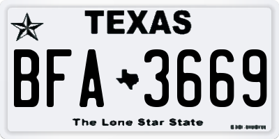 TX license plate BFA3669