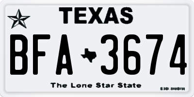 TX license plate BFA3674