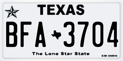 TX license plate BFA3704