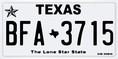 TX license plate BFA3715