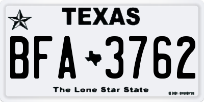 TX license plate BFA3762