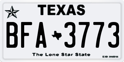 TX license plate BFA3773
