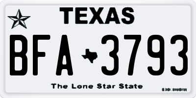 TX license plate BFA3793