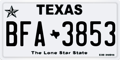 TX license plate BFA3853