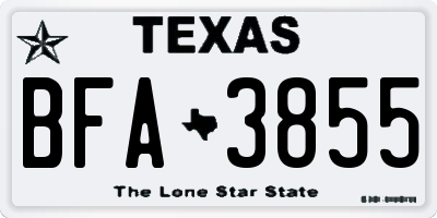 TX license plate BFA3855