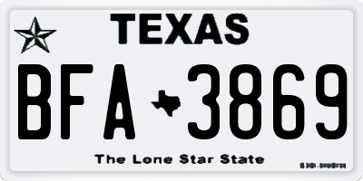 TX license plate BFA3869