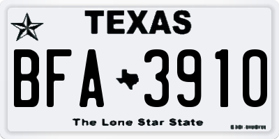 TX license plate BFA3910