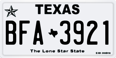 TX license plate BFA3921