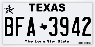 TX license plate BFA3942