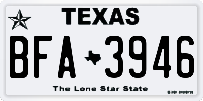 TX license plate BFA3946