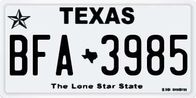 TX license plate BFA3985