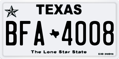TX license plate BFA4008