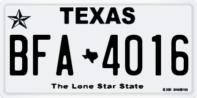 TX license plate BFA4016