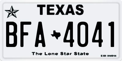 TX license plate BFA4041