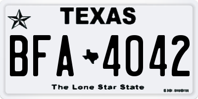 TX license plate BFA4042