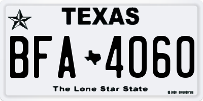 TX license plate BFA4060