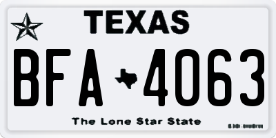 TX license plate BFA4063